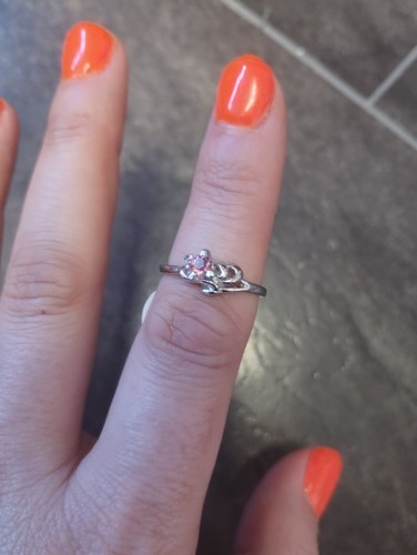 Silver Plated Ring Pink Size M Rhinestone New Unisex Gift
