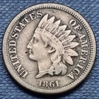 1861 Indian Head Cent 1c Better Grade VF #102549