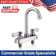 4" Deck Mount Commercial Bathroom Faucet With 3.5" Gooseneck Spout Commercial