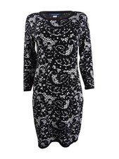 Tommy Hilfiger Women's Printed Sweater Dress (XL, Black/Ivory) 192114678661
