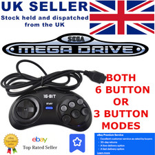 Image of 6 Button Gamepad Controller For SEGA MegaDrive mega drive 1 & 2 consoles