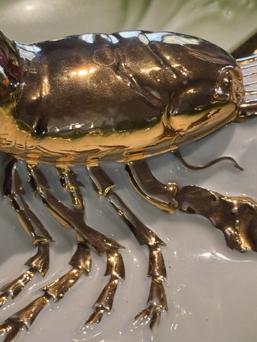 Antique Bavarian German Porcelain Lobster Divided Dish Gold Gilded, Hand-Painted - Picture 4 of 10