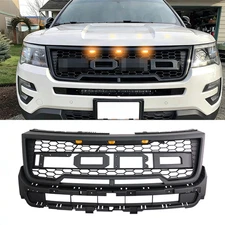 For Ford Explorer Mesh Grill 2016 2017 Raptor Style Hood Grille w/Letter + LEDs