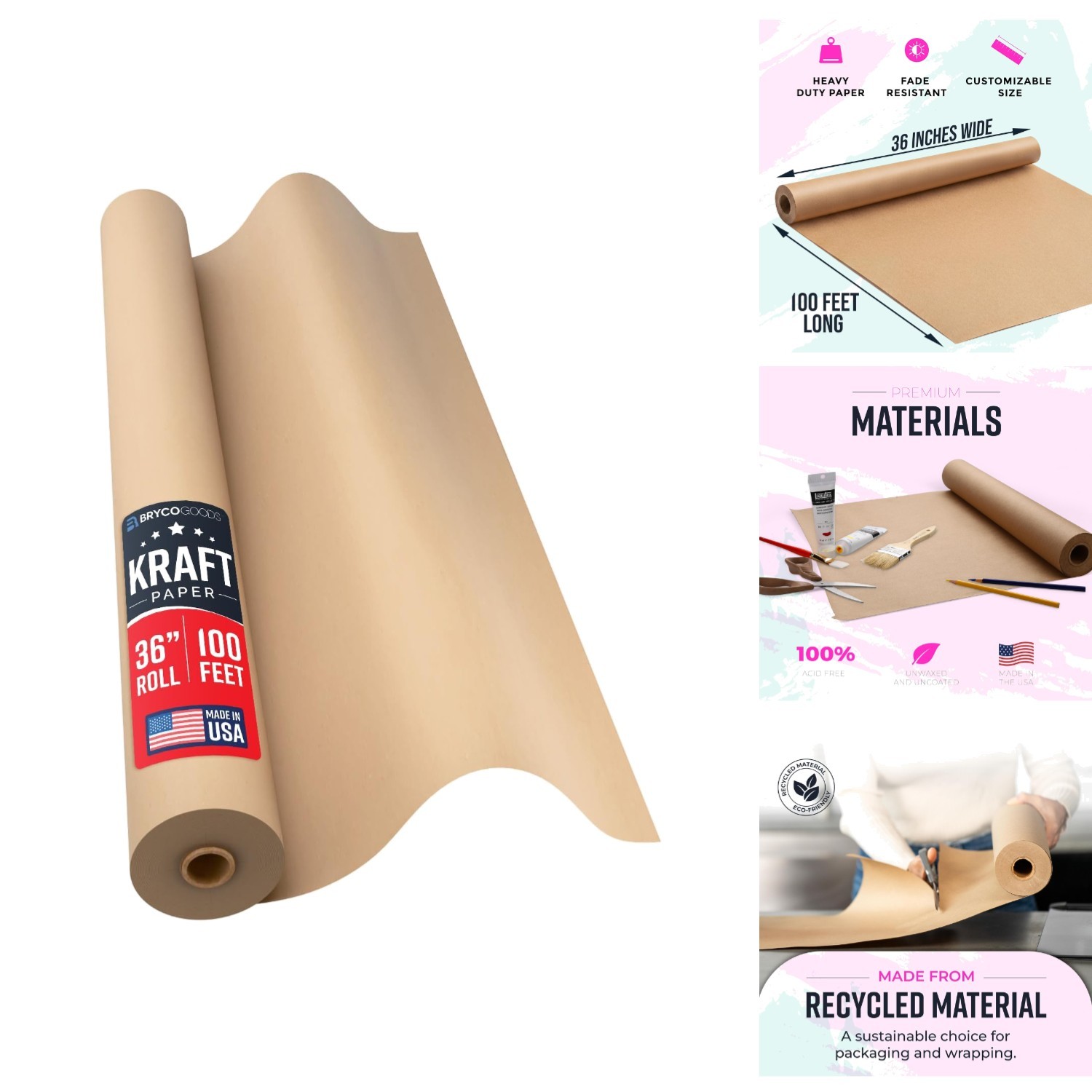Roll 36" X 100ft Gift Wrap Packing Moving Shipping Arts Craf