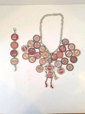 Rare Vintage Janet Cooper Bottle Cap Necklace  Bracelet