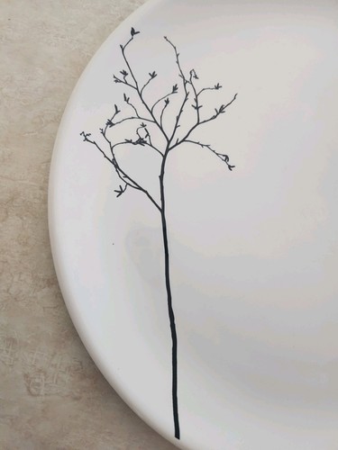 Matceramica Portugal 10.75" Dinner Plate Black White Tree Lot - Picture 2 of 4