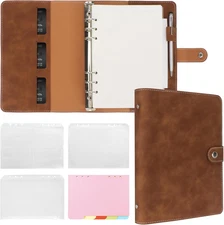 A5 Binder Refillable Planner Notebook 6 Ring PU Leather Binder Journal with Pock