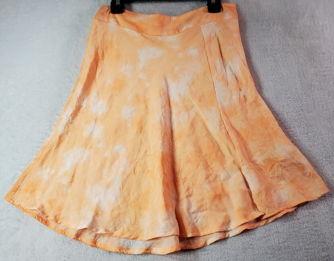 Free People Flare Skirt Womens Size Orange Tie Dye Casual Slit