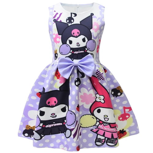 Kuromi Princess Dress Girls Baby Bow Dresses Sleeveless Twirl Dress Summer Gift - Picture 3 of 9