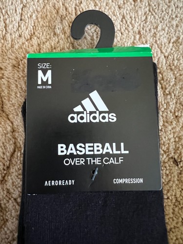 ADIDAS BASEBALL SOCKS OVER THE CALF COMPRESSION BLACK SIZE MEDIUM 1 PR - Picture 2 of 4