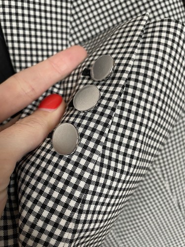 Theory Women’s Slim Wool Blend Blazer NWOT Black White Gingham Careerwear Size 2 - Picture 9 of 14