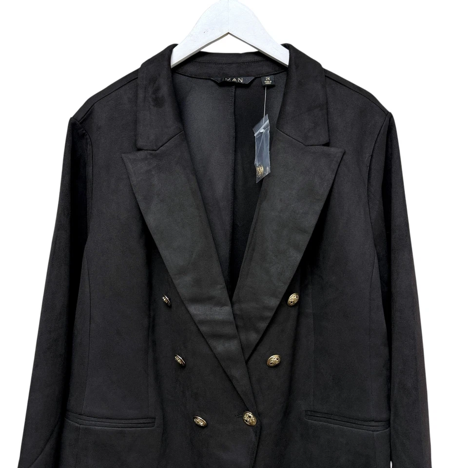 Blazer IMAN Global Chic Imitación Gamuza Talla Grande 2X Chaqueta Doble Pecho Nuevo sin Etiquetas Foto 3 de 4