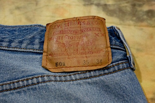 VTG Men' s Levi's 501 Stonewash Button Fly Denim Blue Jeans 35x34 USA Distressed - Picture 9 of 11