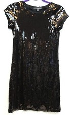 Forever 21 Womens Black Sequin Party Cocktail Dress sz S Shiny Club City Lined