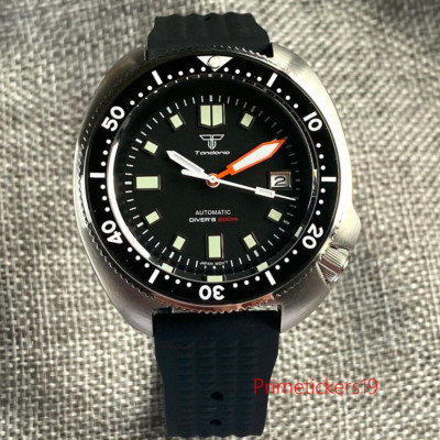 Tandorio Black 200M 44mm PT5000 NH35A Automatic Diving Men Watch Sapphire Glass