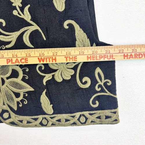 Zara Cropped Embroidered Vest Size M Black Gold Open Floral Whimsigoth Bohemian - Picture 8 of 10