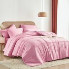  Queen Comforter Set 7 Piece Bed in a Bag,Grid Pinch 7Piece-Queen(90X90") Pink