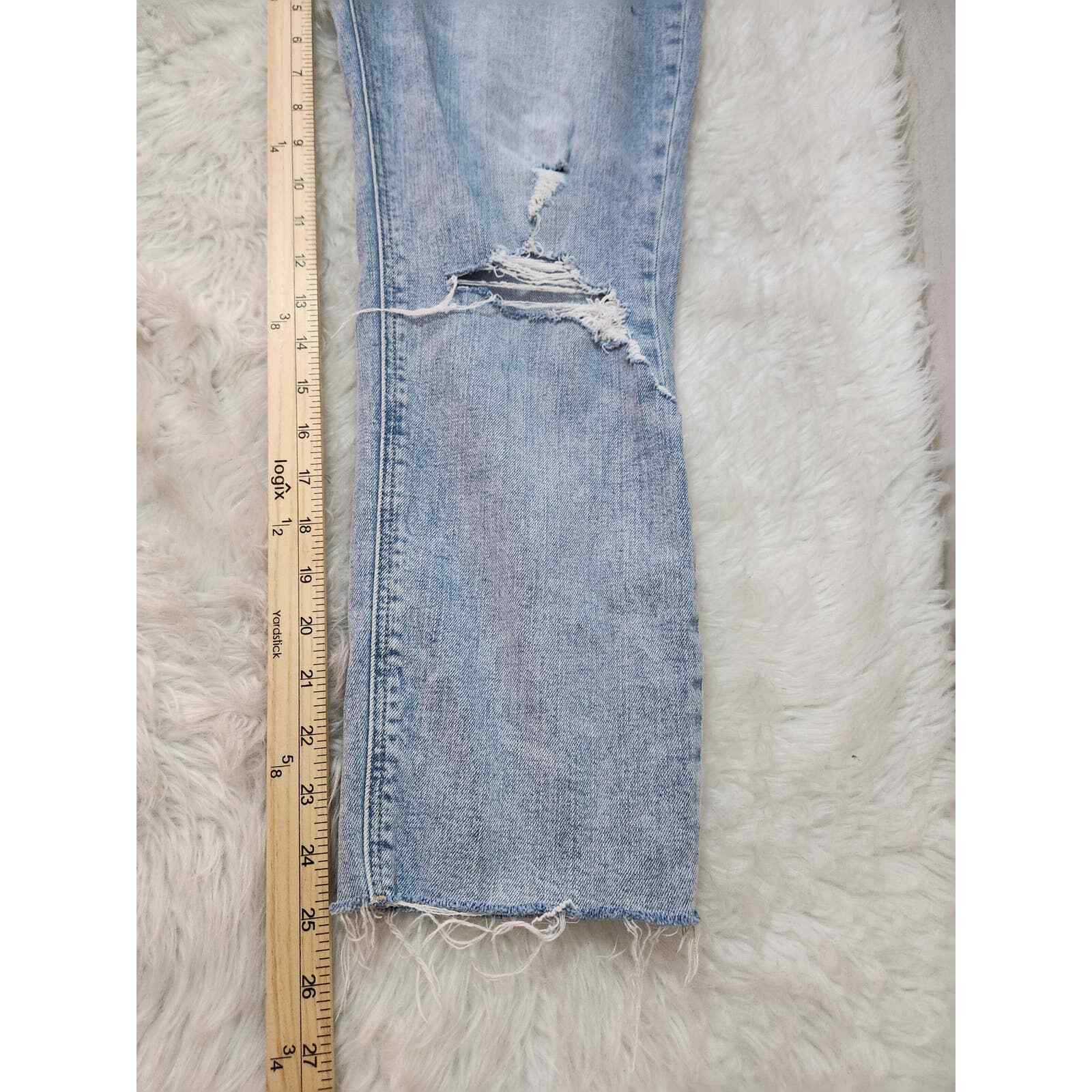 Old Navy Women's Blue Solid Stretch Distressed Mi… - image 7