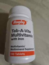 Rugby Tab A Vite  Iron Multiple Vitamin  Mineral Supplement 100Ct