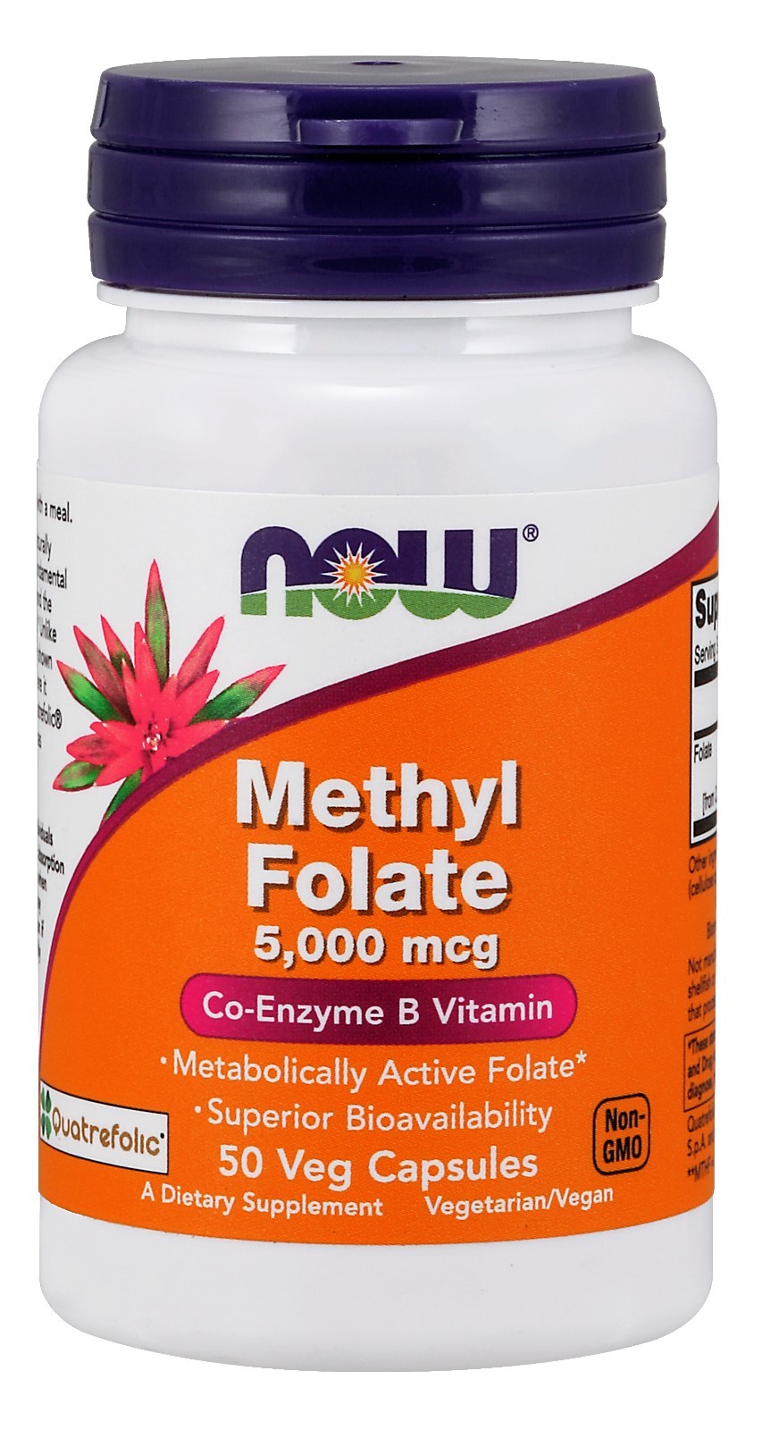 NOW Foods Метилфолат, 5000 мкг, 50 растительных капсул