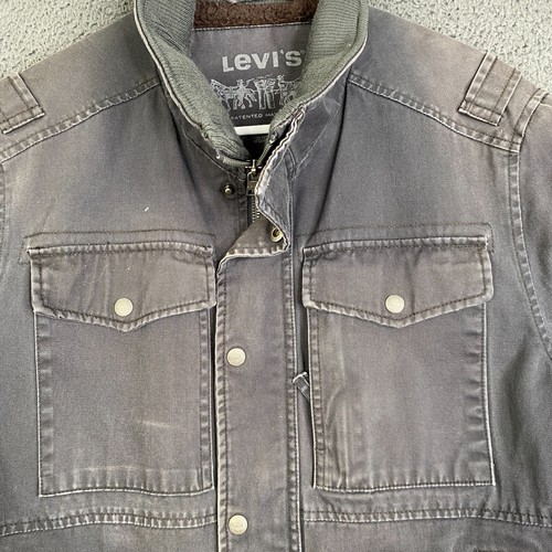 Levi's Men's M Cotton Military Field Barn Jacket Gray Sherpa Collar Chore - Picture 4 of 13