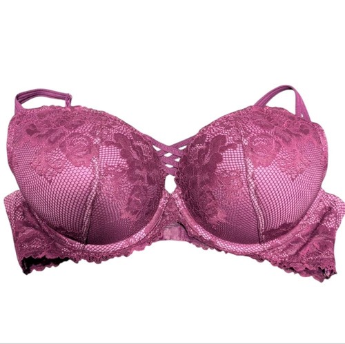 Torrid Purple Floral Lace Plunge Push Up Underwire Bra 40D - Picture 7 of 7
