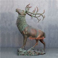Hirsch Rotwild Reh Statue Figur Bronze Optik Figur Rentier Weihnachtsdeko Natur
