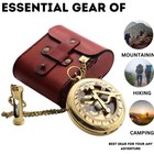 Brass Sundial Compass Vintage Pocket Style Nautical Keychain, Pendant Gold