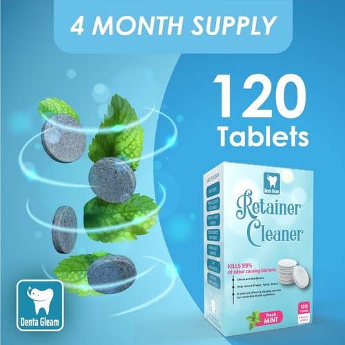 Retainer Cleaning Tablets - 4 Months 120 Tablets - keeps retainer brite & clean - Picture 2 of 15
