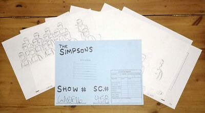 The Simpsons Original Animation Production Drawings Studio Folder Mixed Cel Art