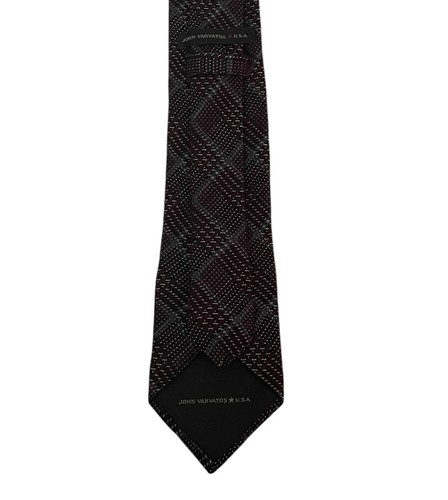 John Varvatos Star USA Men's Tie Maroon Plaid Wool/Silk 3.25" (L) x 63" (W) euc - Picture 4 of 5