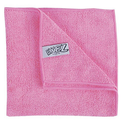 Red/Pink Microfibre Exel Cloths for Polishing, Dusting, Cleaning - Pack of 10