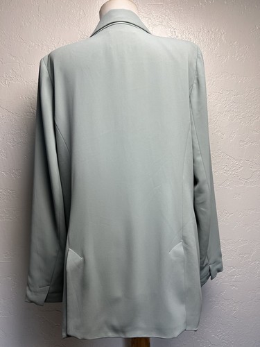 House of Harlow 1960 Double Breasted Relaxed Fit Jacket Blazer Sz M Blue Sage - Picture 6 of 9