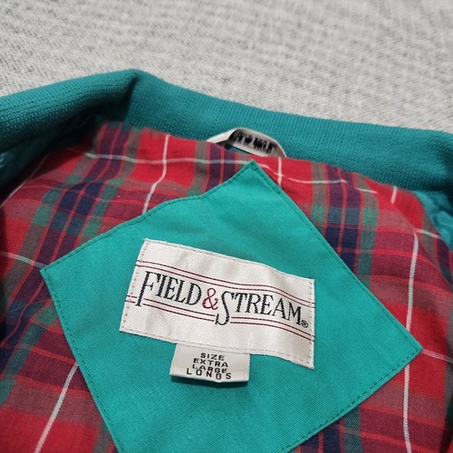Vintage Field & Stream Teal Green Bomber Jacket Flannel Lined Zip - XL - Picture 3 of 15