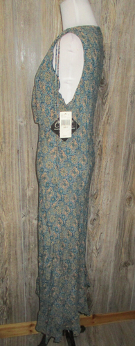 Vintage CDC NWT Teal Beige Paisley Print Sleeveless Dress Womens Sz 12 Romantic - Picture 2 of 13