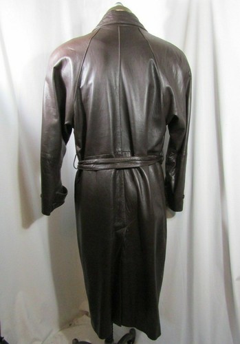 Men's Leather Trench Coat Brown 100% Authentic Leather Coat #25 - Picture 4 of 5