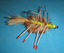 FLY FISHING FLIES - Tan/Brown Classic MERKIN CRAB size #2 (6 pcs.)