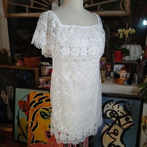 Woolworths Off the Shoulder White Lace Dress Size 12 - Picture 3 of 10
