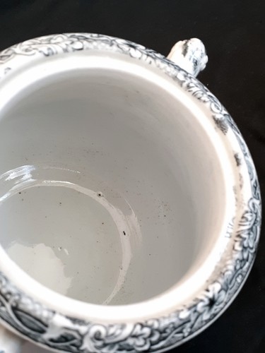 Antique English ironstone transferware lidded jar 7.5 inches, 1800' - Picture 11 of 13