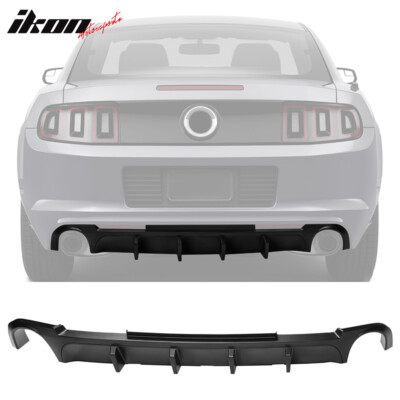 Fits 13-14 Ford Mustang V6 GT Matte Black PP Rear Diffuser Lip W/ V2 Style Fin