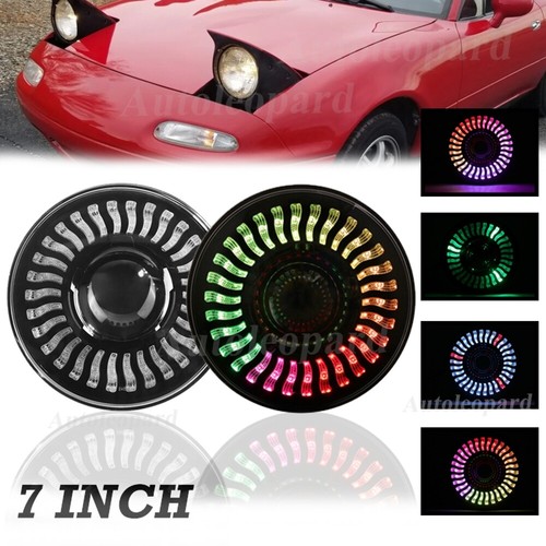 Pair 80W 8000LM RGB 7inch LED Headlights Bulb Kit H4 For 1990-1997 Mazda Miata - Picture 1 of 12