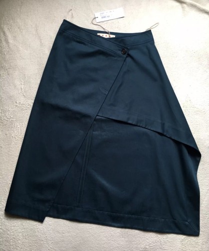 Marni Made in Italy, asymmetrischer tief jadeblauer Baumwollrock, Gr. 40, UK12 - Bild 10 von 12