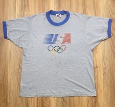 Rare Vintage Levi’s 1980s USA Olympic Games Ringer T Shirt XL Made In USA