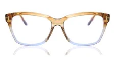 Tom Ford TF5597-F-B 047 Clear Beige/Blue Plastic Cat Eye Eyeglasses 54-15-140