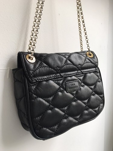 LULU GUINNESS Annabelle Quilted Lips Black Leather Shoulder/Cross Bag. - Picture 5 of 12