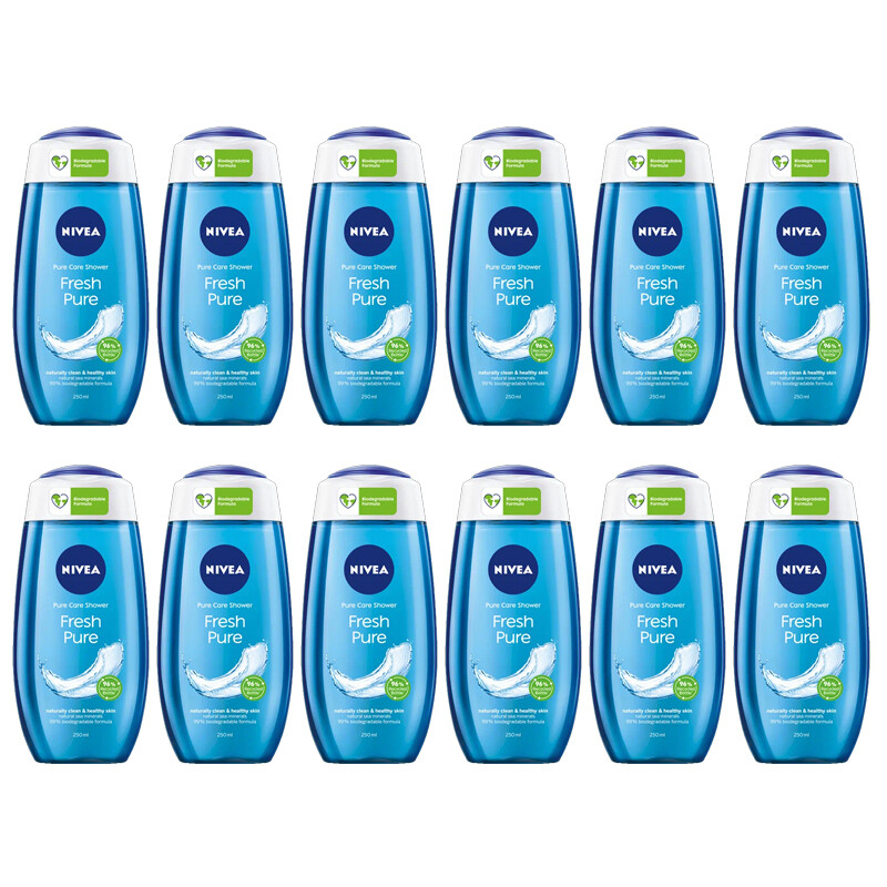 12 NIVEA DOCCIA GEL fresh fitness minerali marini e fragranza rigenerante 250ml