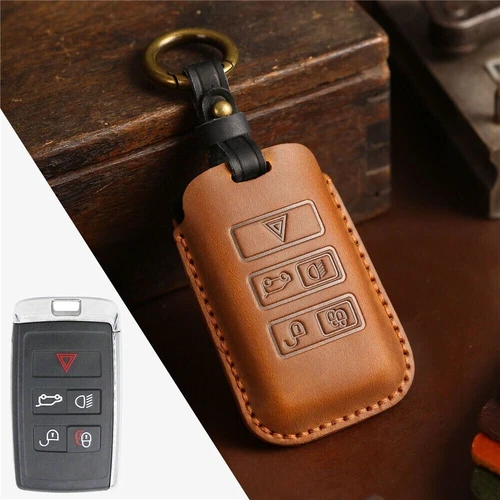 Leather Car Key Fob Case Cover Holder For Land Rover Range Rover Defender Jaguar - Bild 11 von 20