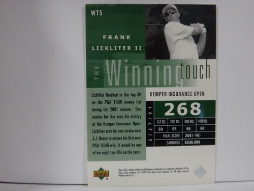 Upper Deck The Winning Touch 2002 Frank Lickliter II #WT5 novato radiocontrol - Imagen 2 de 2