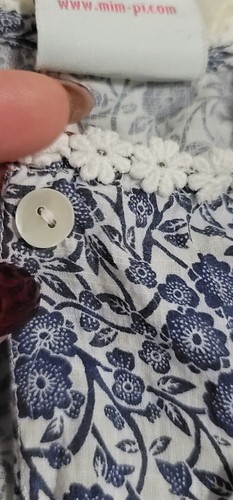Mim Pi Girls Blue Dress Floral Embroidery Sz 8 - Picture 4 of 8