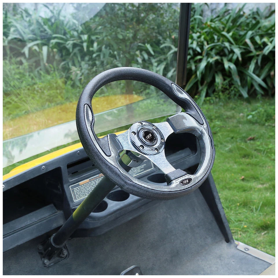Volante de carro de golf de fibra de carbono 10L0L apto para Yamaha EZGO Club Car SIN adaptador Foto 2 de 4